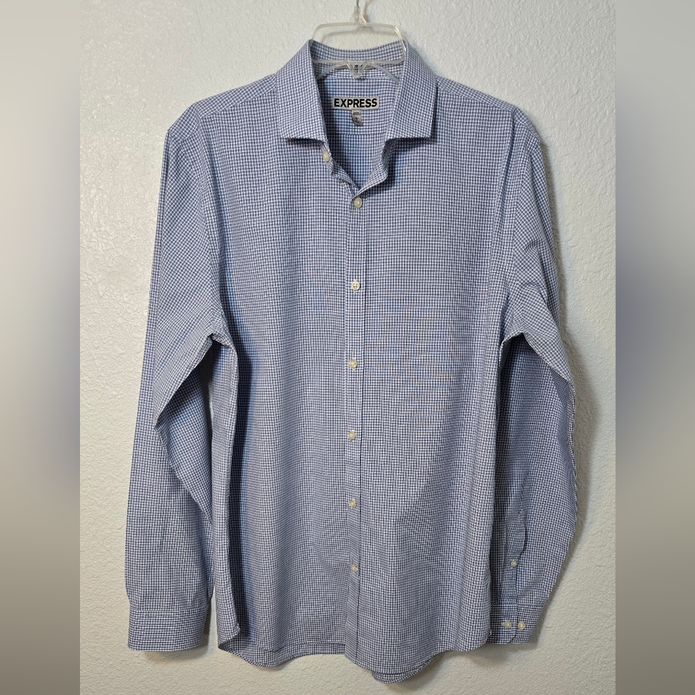 Express Men's Blue Checkered Shirt